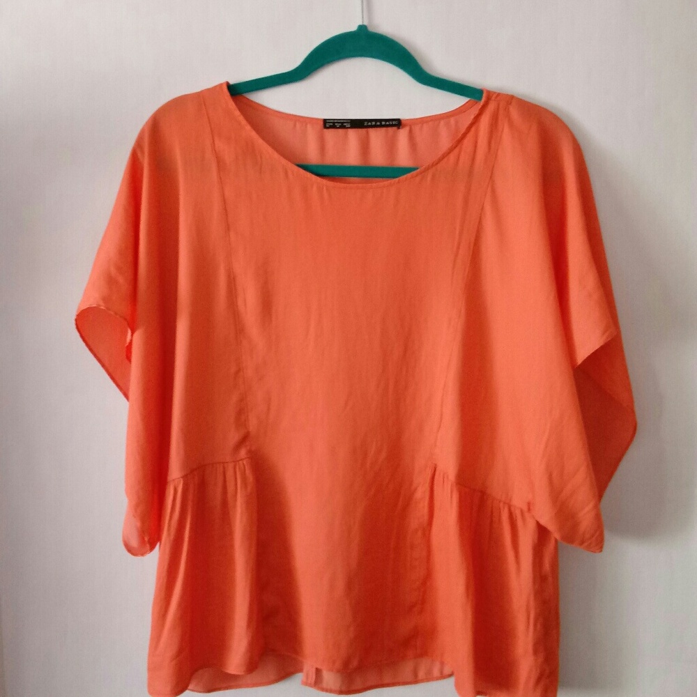 Zara Basic Dolman Orange Blouse Size Medium